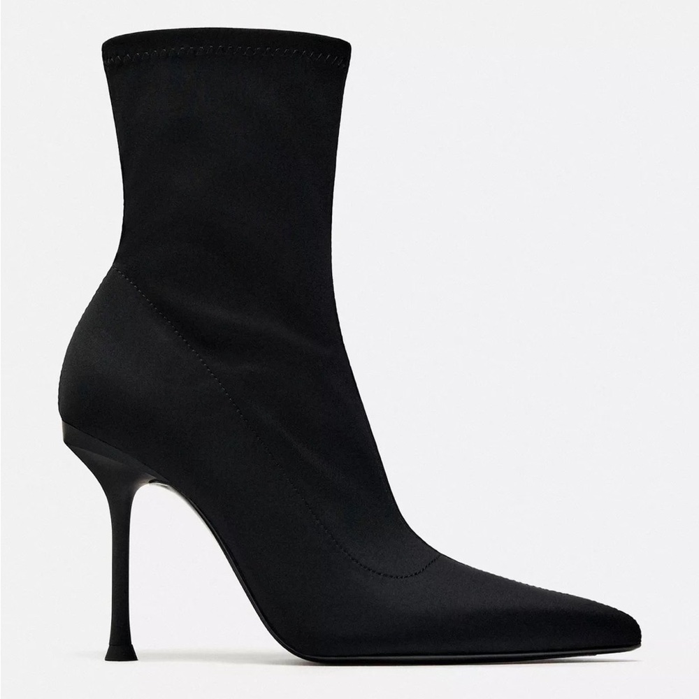 Zara Black Fabric Ankle Boots